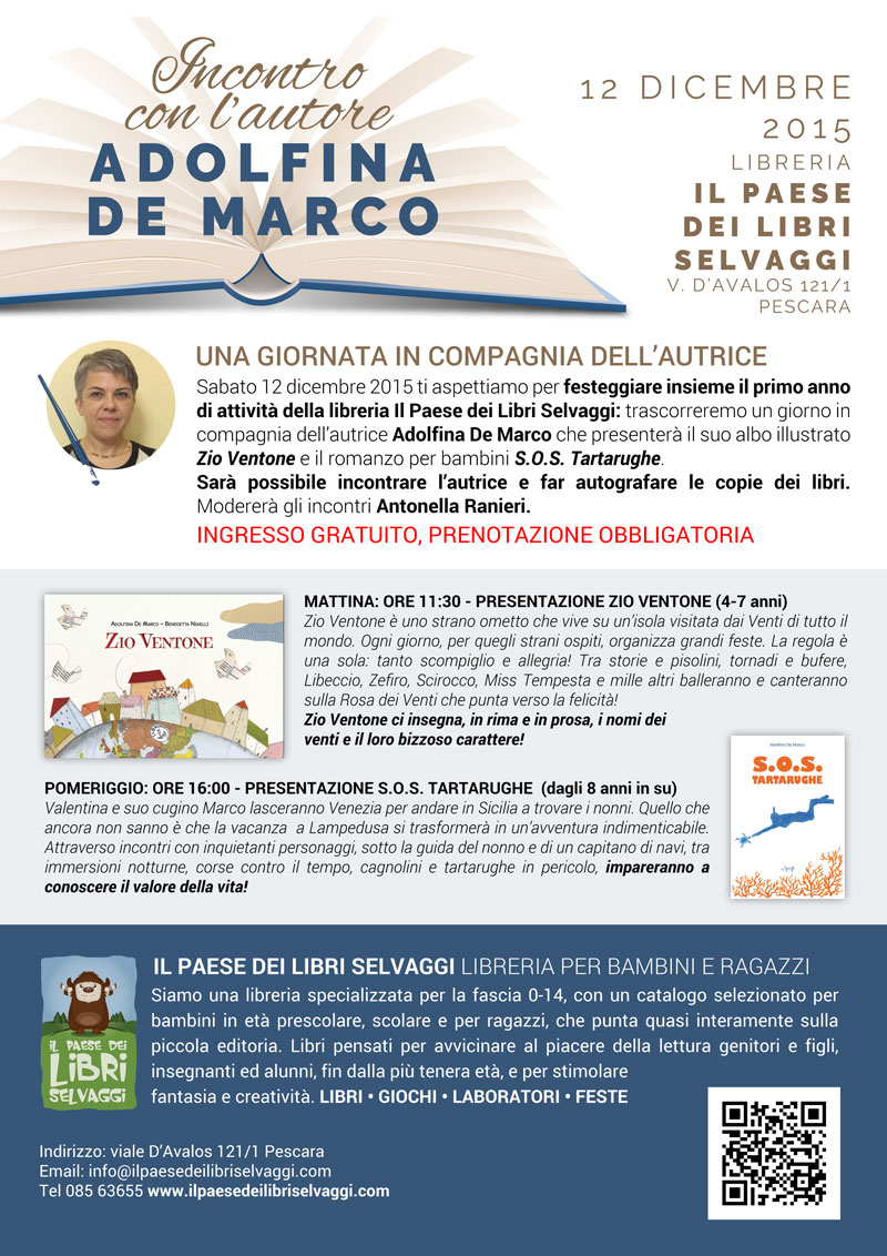 Festeggiamo il primo anno della Libreria: incontro con Adolfina De Marco